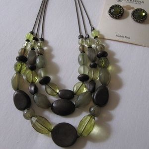 Versona Bronze and Green Crystal Jewelry Set